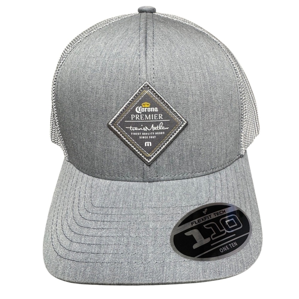 Travis Mathew Corona Premier Beer Flex Fit Stretch Mesh Back Hat Grey One Ten - Picture 3 of 4